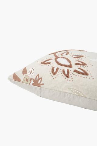 Extra Premium Embroidered Floral Feather Filled Scatter Cushion, 60x60cm