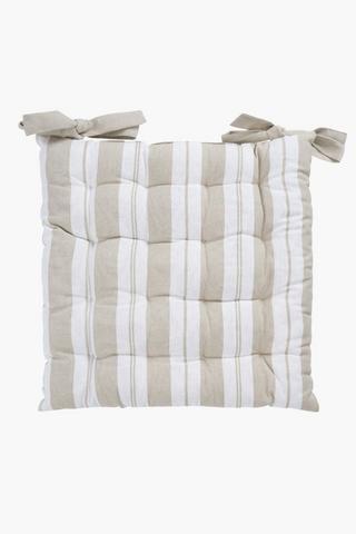 2 Pack Larkin Stripe Cotton Chair Pad, 40x40cm