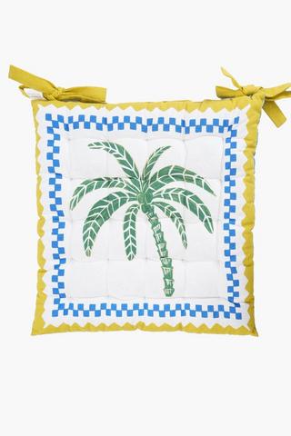 Printed Cotton Bates Palm Outdoor Chairpad, 50x50cm