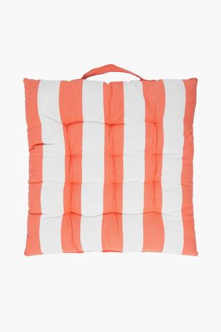 Coral Stripe Cotton Outdoor Chair Pad, 40x40cm