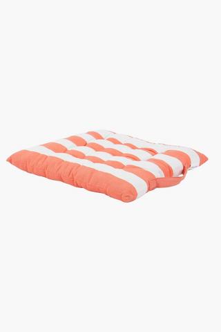 Coral Stripe Cotton Outdoor Chair Pad, 40x40cm