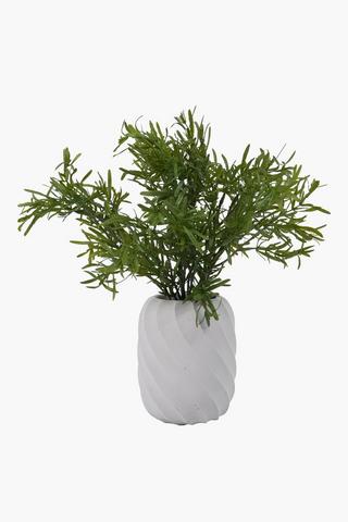 Greenery Bush In Twist Cement Pot, 6x38cm
