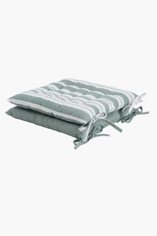 2 Pack Stripe Cotton Chair Pad, 40x40cm