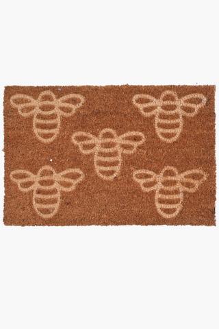 Coir Embossed Bee Doormat, 40x60cm