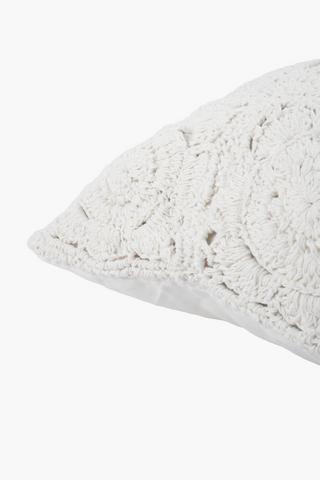 Extra Premium Crochet Floral Feather Filled Scatter Cushion, 60x60cm