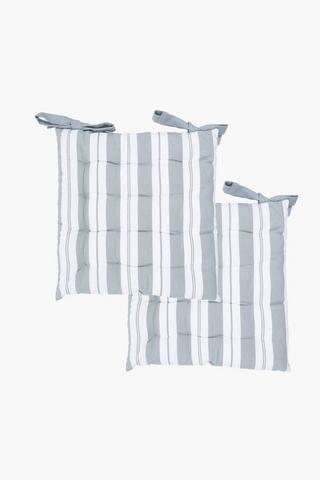 2 Pack Larkin Stripe Cotton Chair Pad, 40x40cm