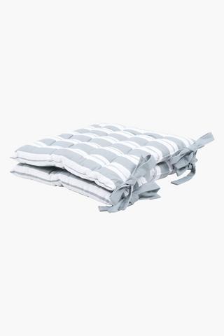 2 Pack Larkin Stripe Cotton Chair Pad, 40x40cm