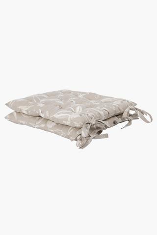 2 Pack Ingrid Floral Cotton Chair Pad, 40x40cm