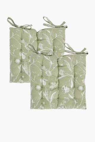 2 Pack Ingrid Floral Cotton Chair Pad, 40x40cm
