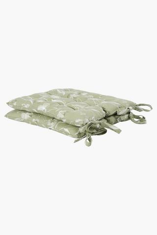 2 Pack Ingrid Floral Cotton Chair Pad, 40x40cm