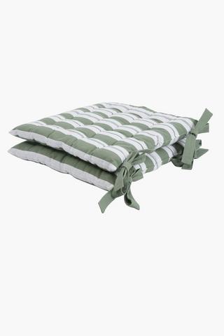2 Pack Larkin Stripe Cotton Chair Pad, 40x40cm