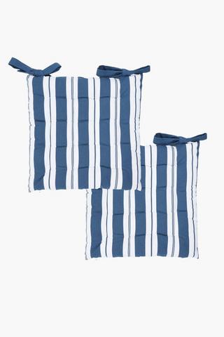 2 Pack Larkin Stripe Cotton Chair Pad, 40x40cm