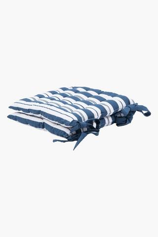 2 Pack Larkin Stripe Cotton Chair Pad, 40x40cm