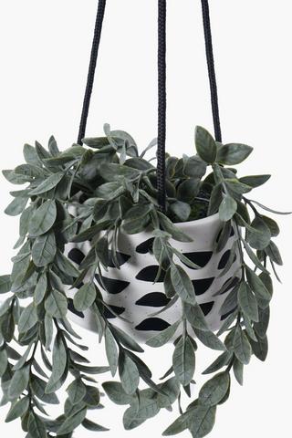 Hanging Greenery In Geo Pot, 13x9cm