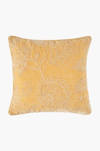Extra Premium Embroidered Floral Feather Filled Scatter Cushion, 55x55cm
