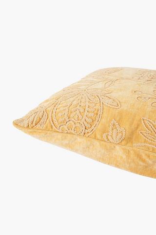 Extra Premium Embroidered Floral Feather Filled Scatter Cushion, 55x55cm