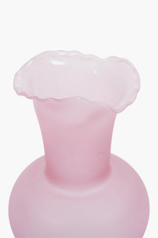 Celadon Glass Vase, 14.5x22cm