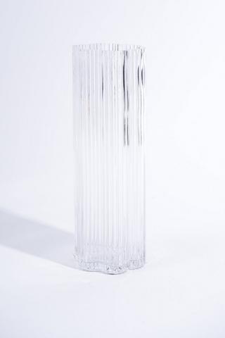 Ribbed Glass Vase, 10x30cm