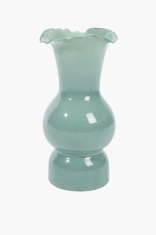 Celadon Glass Vase, 11x23cm