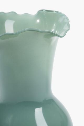 Celadon Glass Vase, 11x23cm