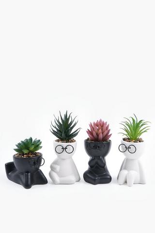 Assorted Succulent In Man Pot, 5x15cm
