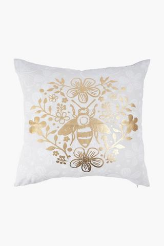 Printed Foil Alden Bees Scatter Cushion, 50x50cm