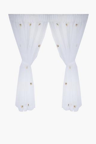 2 Pack Embroidered Bee Cafe Curtain, 110x120cm