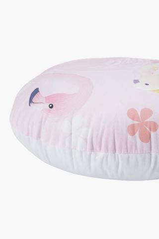 Flamingo And Parakeet Round Scatter Cushion