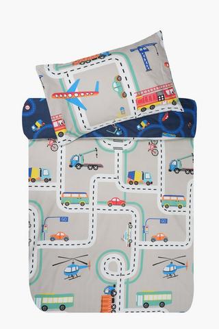 Soft Touch Milton City Transport Reversible Duvet Cover Set