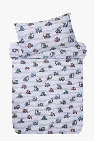 Travis Construction Polycotton Reversible Duvet Cover Set
