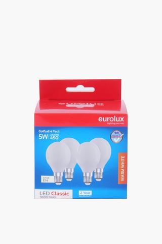 4 Pack Eurolux 5w Golfball Bulb. E14