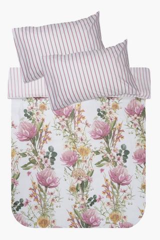 Premium Cotton Kathy Protea Reversible Duvet Cover Set