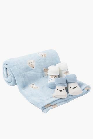 Teddy Socks And Blanket Set