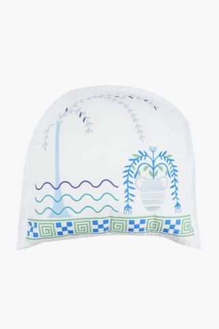 Embroidered Pot Semi Circle Scatter Cushion, 45x45cm