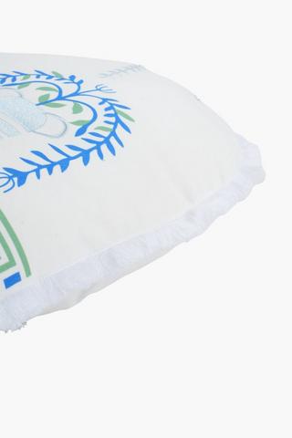 Embroidered Pot Semi Circle Scatter Cushion, 45x45cm