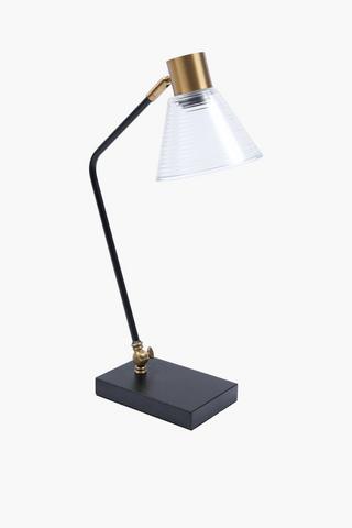 Glass Fluted Kempton Desk Lamp, E27