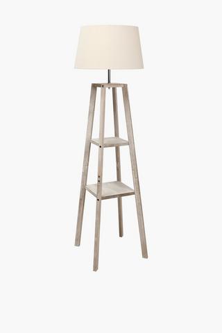 Wooden Shelf Standing Lamp Set, E27