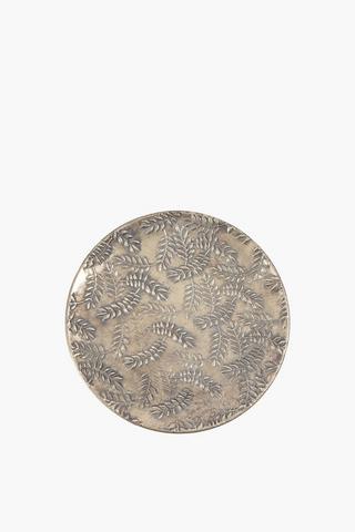 Embossed Metal Leaf Decor Tray, 38x3.5cm