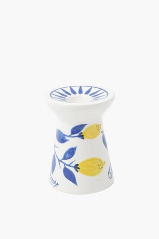 Delft Lemon Pillar Candle Holder, 12cm