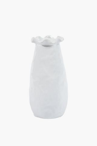Scallop Ceramic Vase, 14x27cm