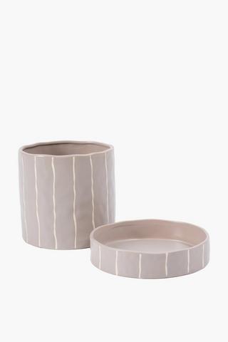 Stripe Planter With Plate, 19x17.5cm