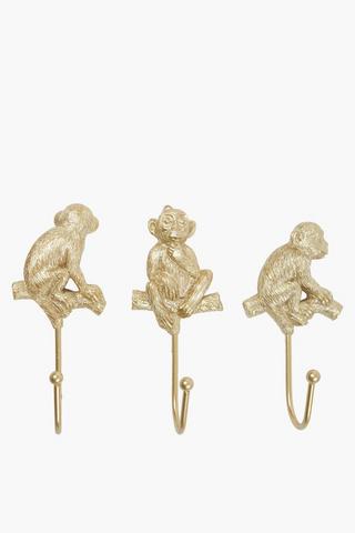 3 Pack Monkey Hook, 4x10.5cm