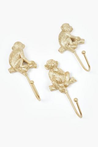 3 Pack Monkey Hook, 4x10.5cm