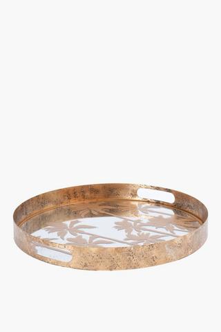 Antique Glass Palm Decor Tray, 40cm