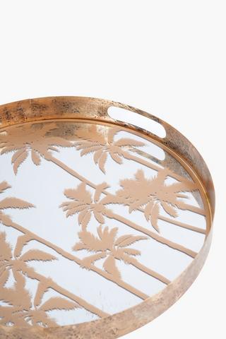 Antique Glass Palm Decor Tray, 40cm