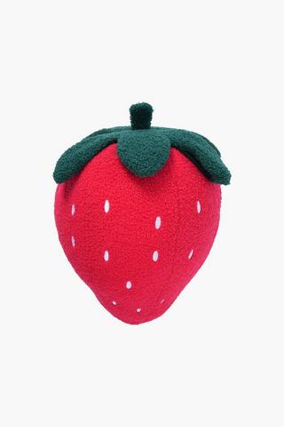 Boucle Shaped Strawberry Cushion, 36x25cm