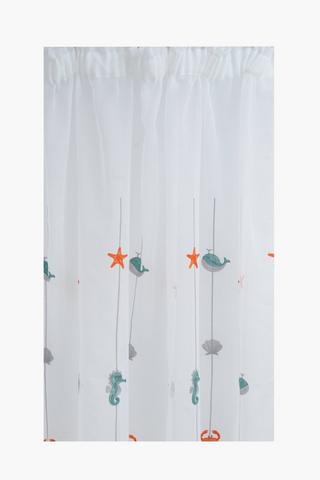 Taped Coastal Embroided Sheer Curtain, 140x225cm