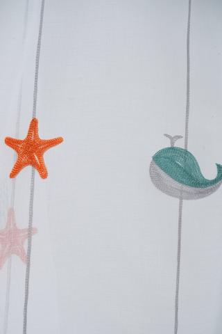 Taped Coastal Embroided Sheer Curtain, 140x225cm