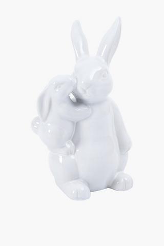Mom And Baby Bunny Statue, 11x23cm