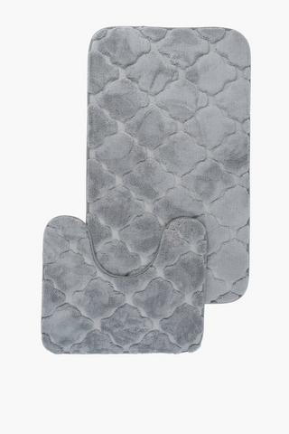 2 Piece Damask Foam Bath Mat Set